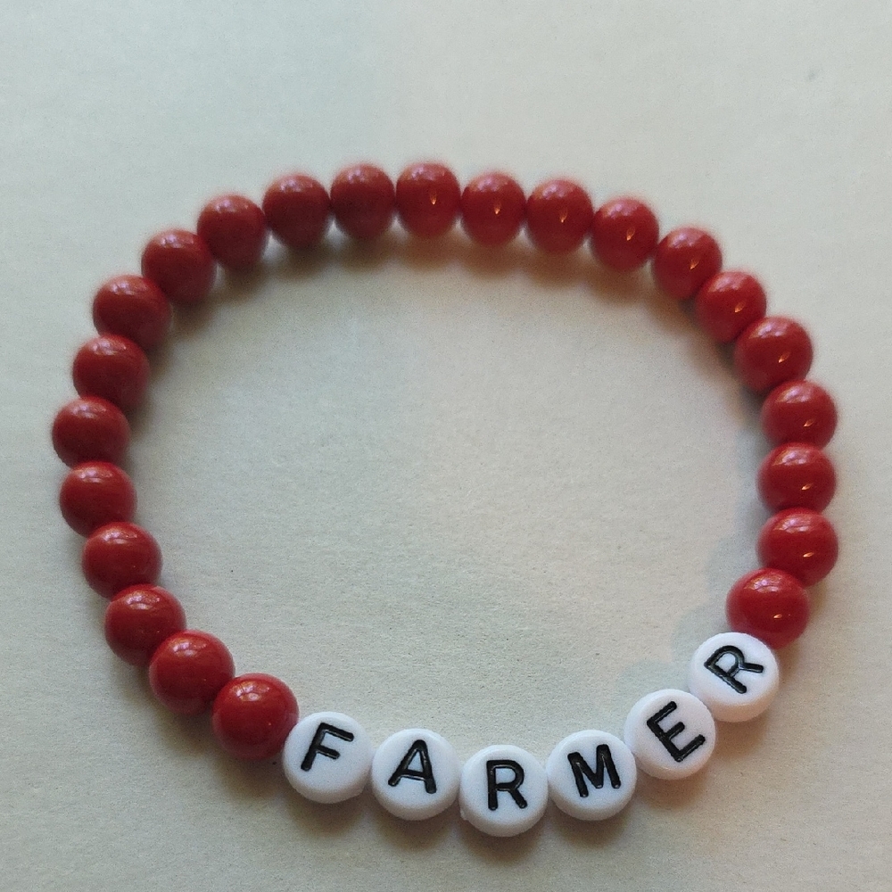 Handmade Farmer Red Beaded Bracelet